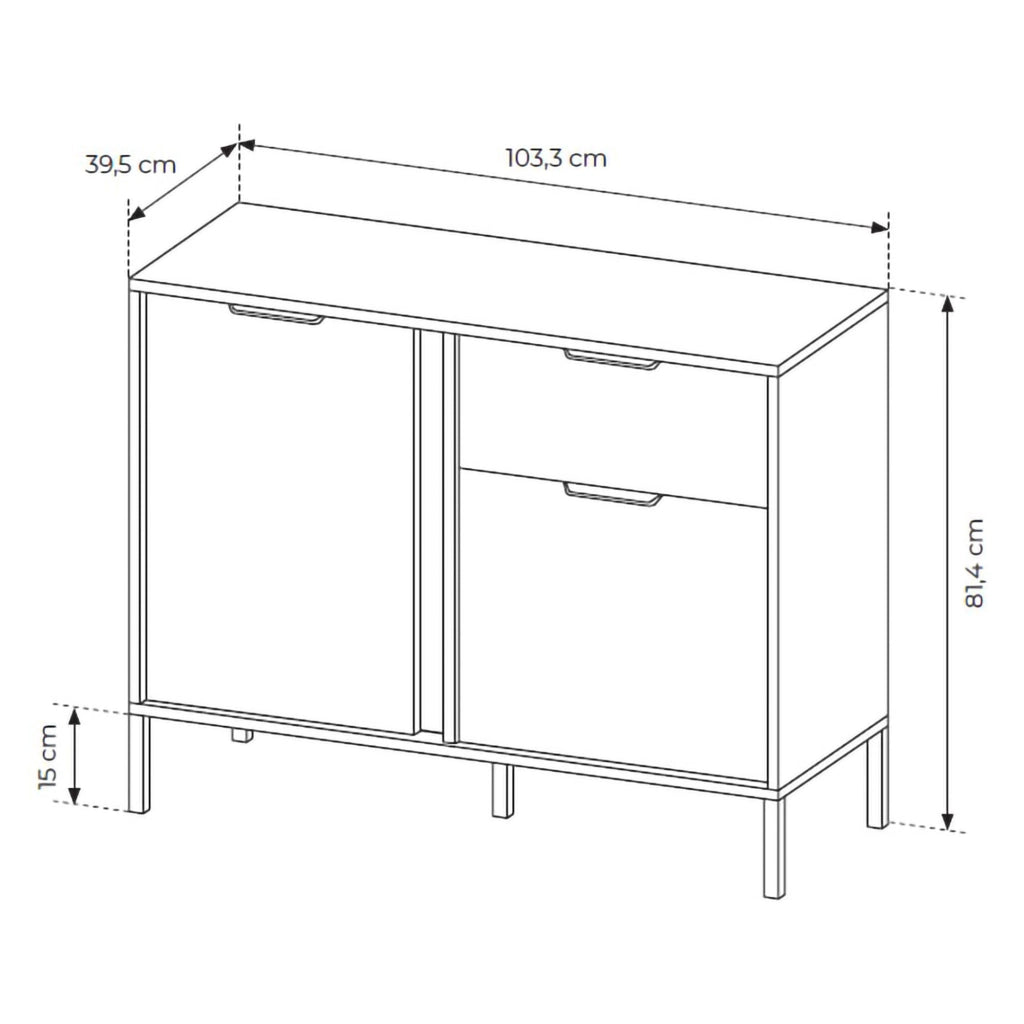 Madia Hame, Credenza un Cassetto, 103x40x81h cm Nero