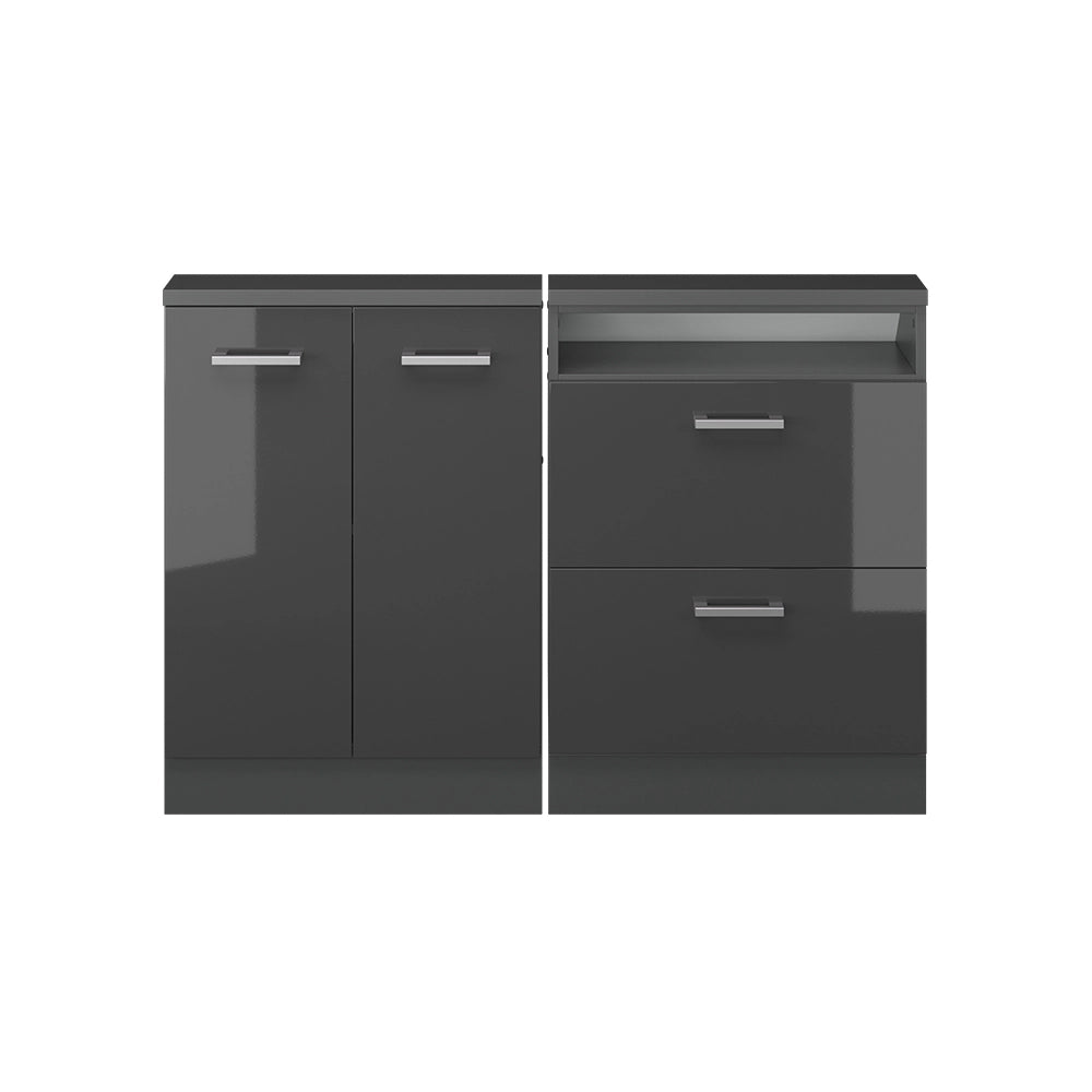 Mobile cucina sottotetto R-Line Antracite lucido/Antracite 120 cm Set di 2 Vicco