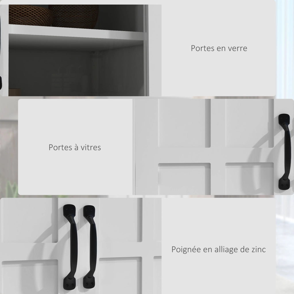 Armadio cucina con ante in vetro e ripiani ¨C zephmum ¨C bianco 80x40x180