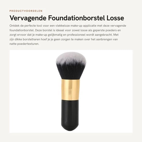 Set di pennelli per trucco - Pennello per fondotinta - Set di pennelli per trucco - Pennello per blush - Pennello per fondotinta - Pennelli per prodotti a base di crema o powder - Applicazione uniforme - Manico di 9cm - Pennello per trucco