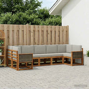 Set di divani da esterno 7 pz Naturale e Grigio Chiaro 3385507