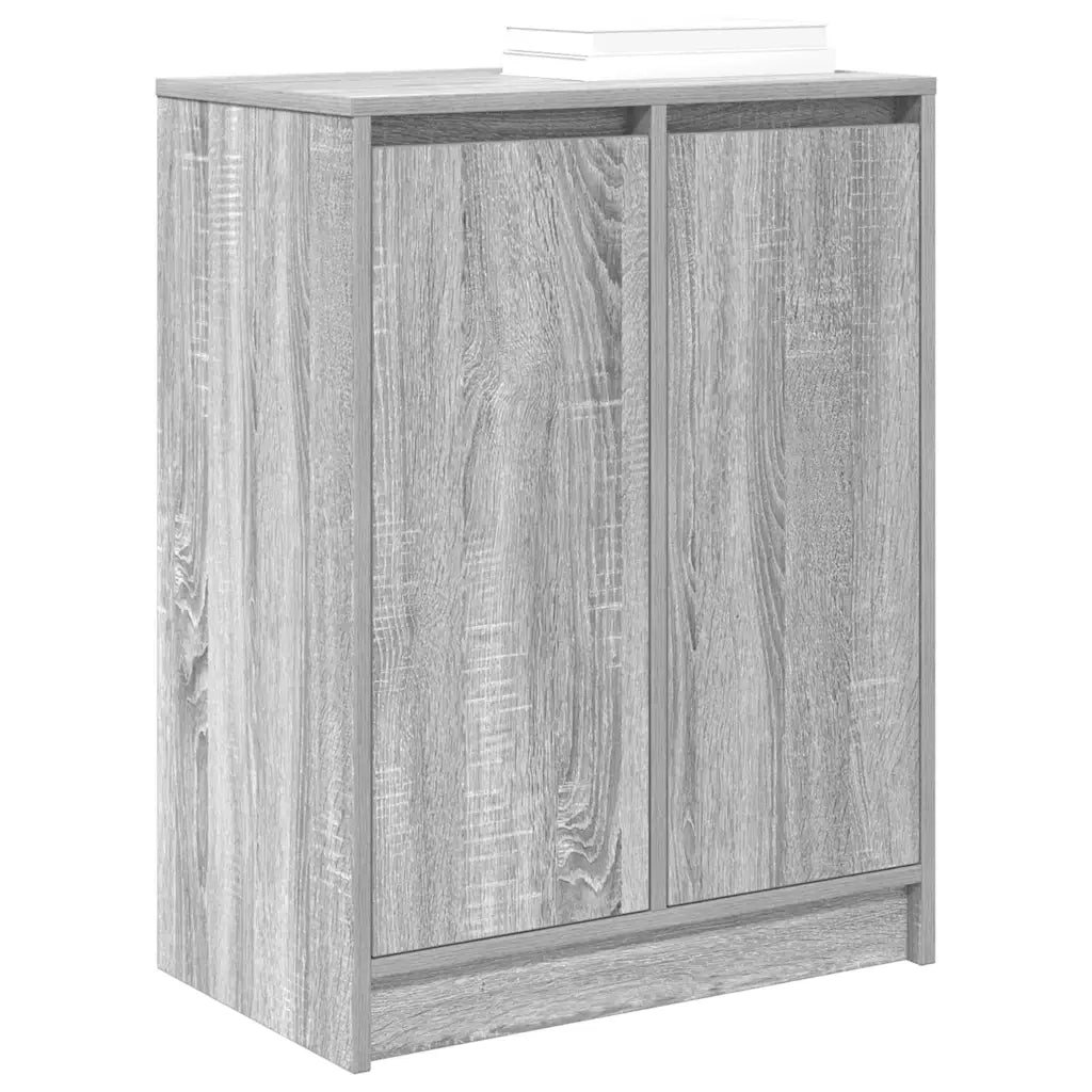 Scarpiera moderna con 2 ante e 8 ripiani 57 x 34 x 76 cm legno composito grigio 02_0051774