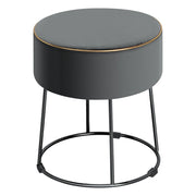 Pouf rotondo in velluto con base in metallo sedile imbottito spesso e piedini antiscivolo, Sgabello da trucco Grigio-Sgabelli