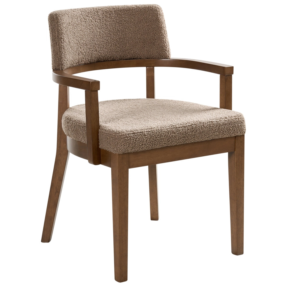 Set di 2 sedie da pranzo in stile tradizionale Seduta imbottita Boucle Legno e tortora Stile retrò tradizionale