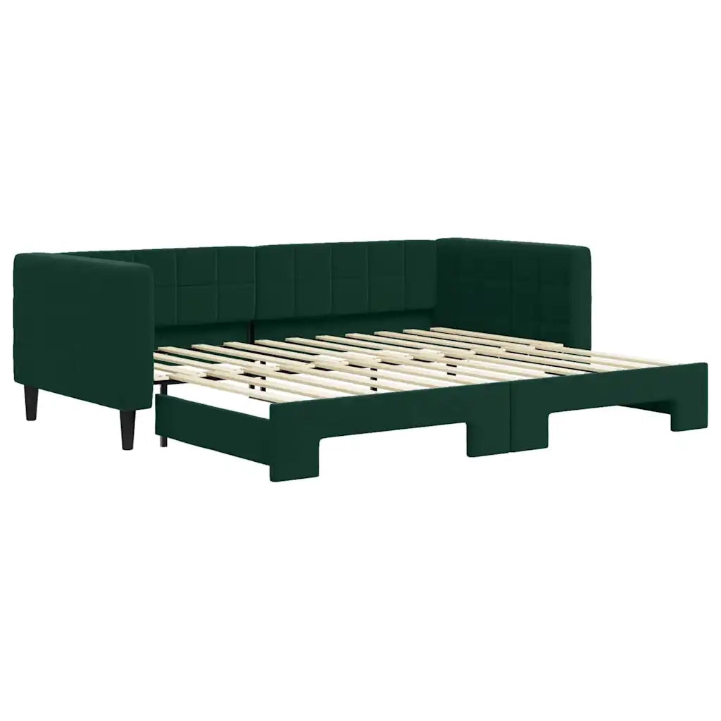 Divano Letto con Letto Estraibile Verde Scuro 90x200cm Velluto 3196693