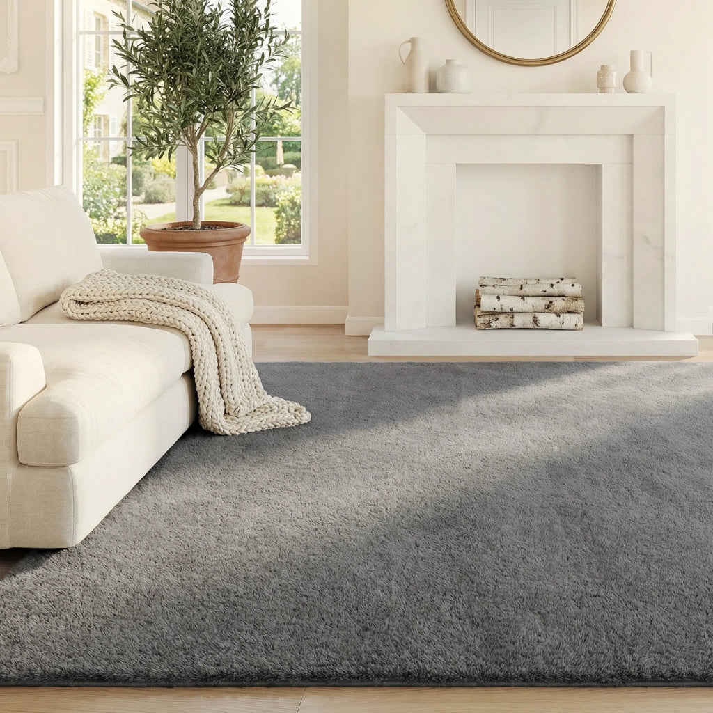 Tappeto Moderno Pelo Lungo Lavabile ¨C Zephmum ¨C Grigio Chiaro 160x230 cm
