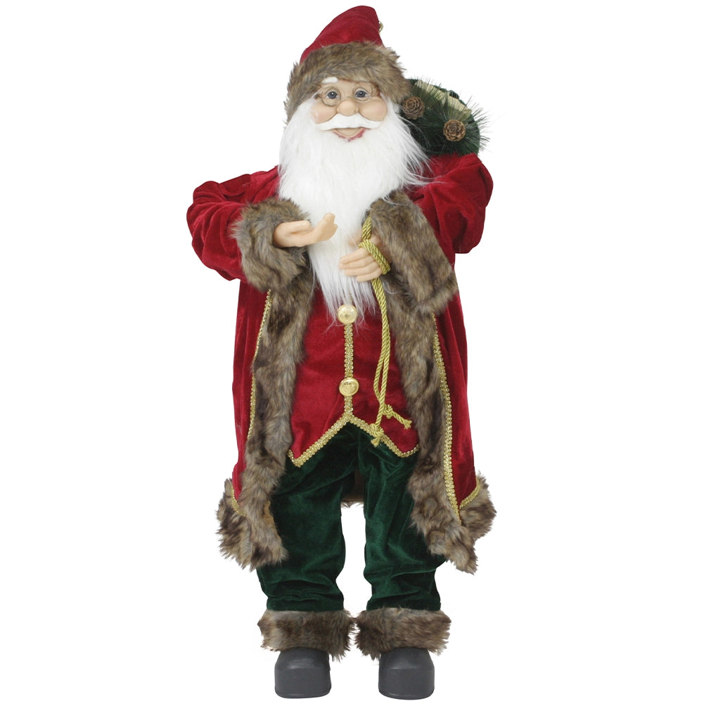 Statuina Babbo Natale Addobbo Statuetta 60cm Vestiti in Tessuto Decoro Natalizio