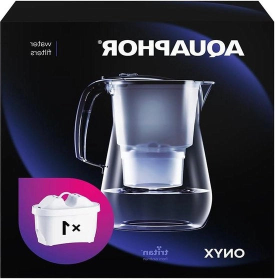 Filtro Acqua Onyx Nero inclusivo Filtro MAXFOR+ - 42 litri - Riduce Calcio Cloro - Famiglia - Qualità Premium - Contenitore Stiloso
