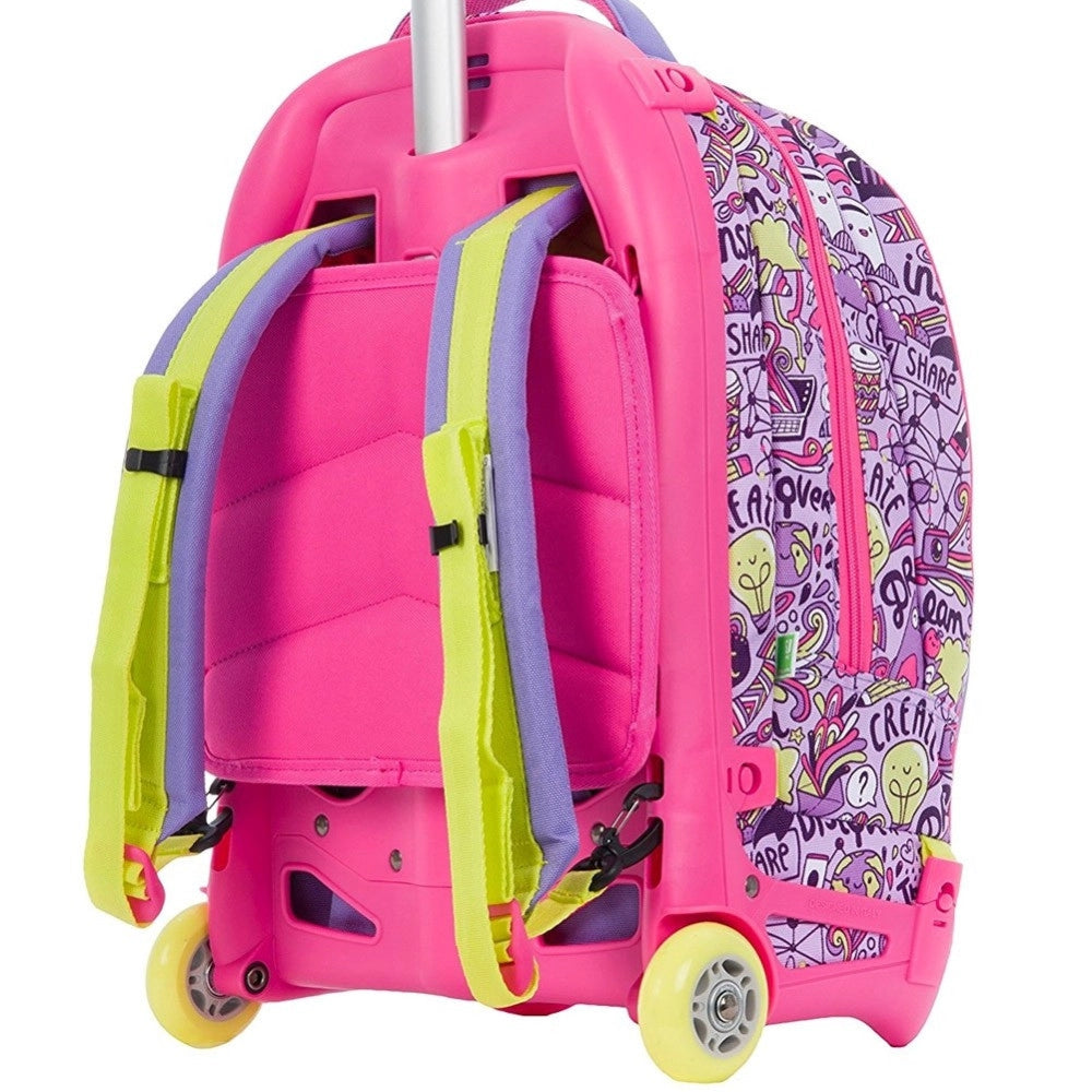 Trade Shop - Zaino Scuola Ragazzi Trolley 3in1 Jack Sj Con Carrello Rimovibile Rosa -