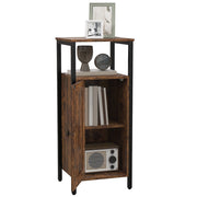 Comodino Stile Industriale 2 Ripiani e Scaffale Interno Regolabile 34x30x80 cm in Legno e Acciaio Marrone
