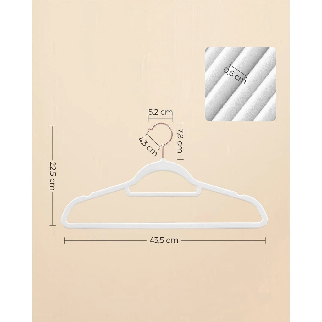 Grucce in velluto set da 30 antiscivolo con ganci girevoli color oro rosa lunghe 45 cm per cappotti abiti pantaloni cravatte bianche 12_0005077