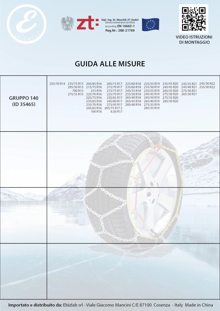 Catene Da Neve In Metallo 9 mm Omologate TUV e GS Onorm Montaggio Rapido Per Auto Macchina Furgone SUV Con Tensionatore Autobloccante Misura: Misura 120