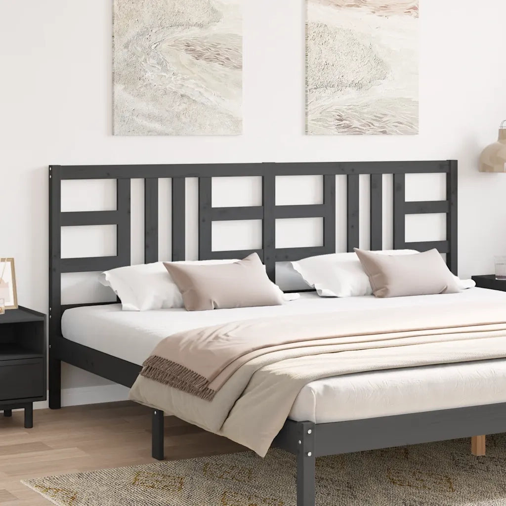 Testiera per Letto Grigia 206x4x100cm in Legno Massello di Pino 817862