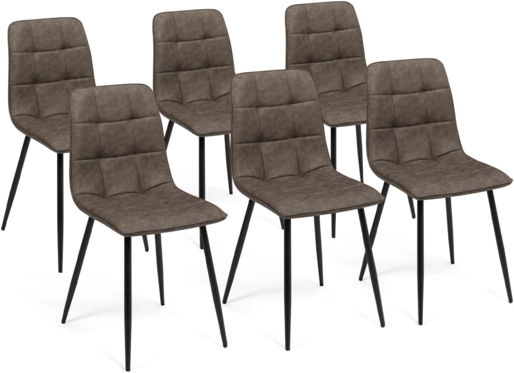 Set di 6 sedie da pranzo vintage in PU MILA marrone
