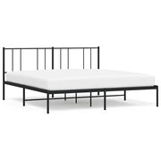 Letto matrimoniale | Letto per adulti | Giroletto con Testiera in Metallo Nero 193x203 cm