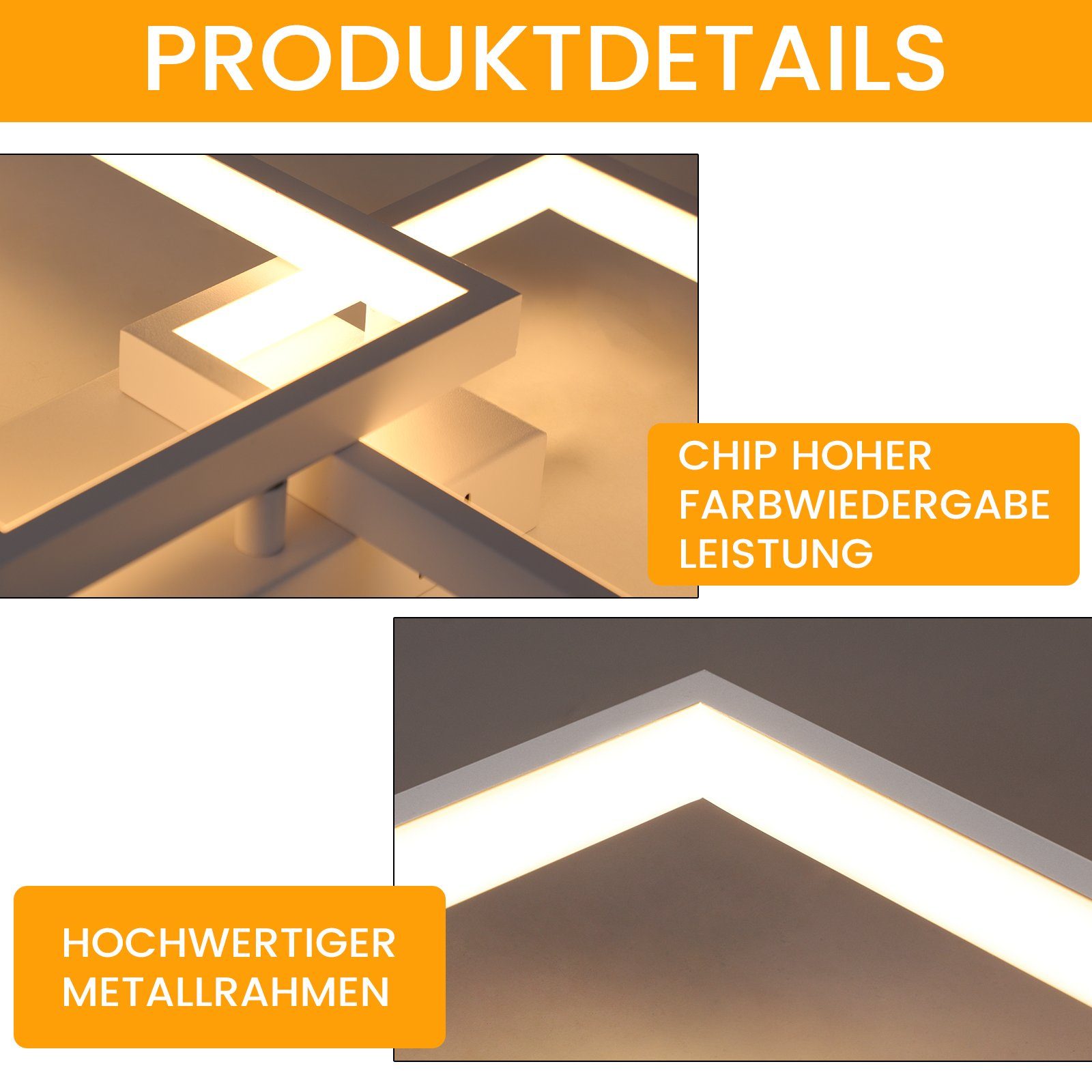 ZMH Lampada da soffitto LED moderna metallo telecomando 2 luci per camera letto