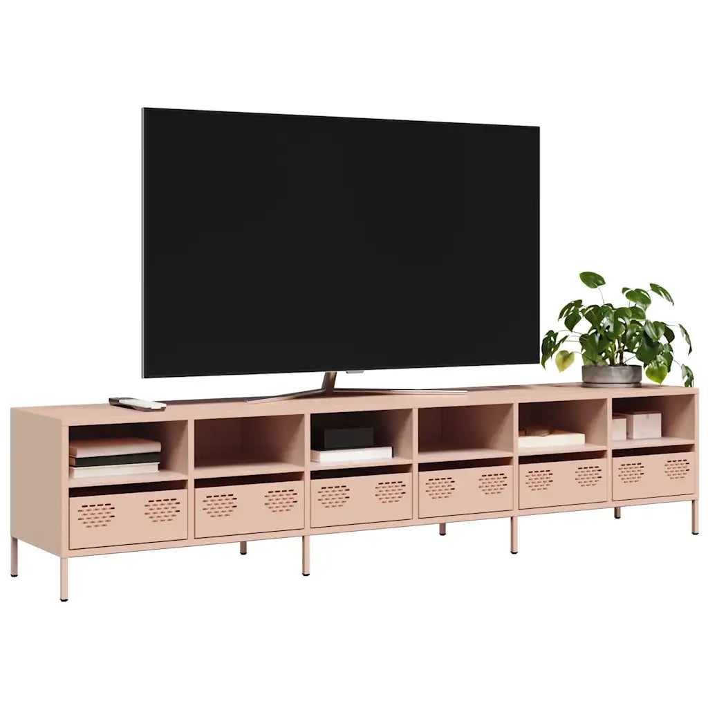 Mobile TV-Credenza per TV-Console TV Rosa 202x39x43,5 cm in Acciaio Laminato a Freddo 250987