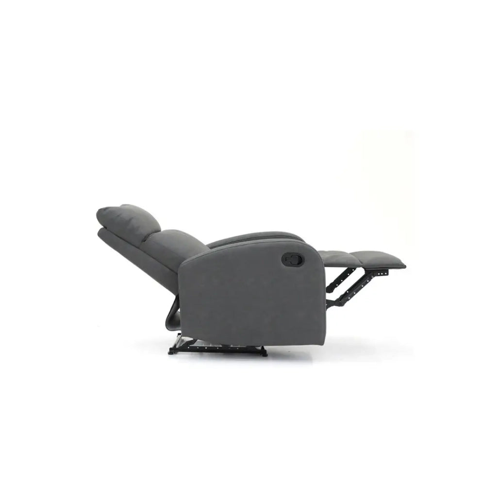 Poltrona relax ERA reclinabile manualmente in materiale PU di colore nero, una poltrona eccezionale.