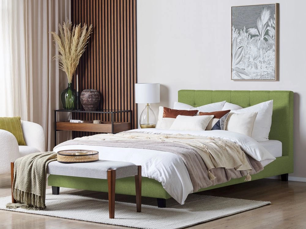Letto ad acqua in poliestere verde 180 x 200 cm testiera imbottita camera da letto stile moderno