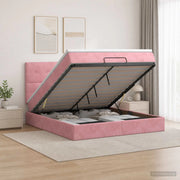 Letto ottomano con materasso Rosa 140 x 200 cm Velluto 3457730