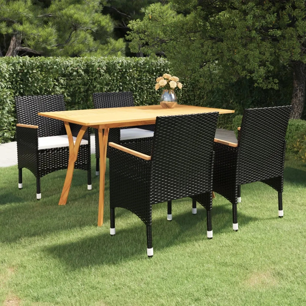 Set Mobili da Pranzo per Giardino 5 pz Nero 3072115