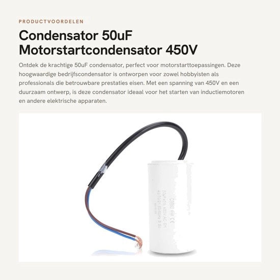 Condensatore - 50uF Condensatore di Avvio per Motori - 450V - Condensatore Industriale - Microfarad - Condensatore di Avvio - Adatto per Motori - CBB60 model