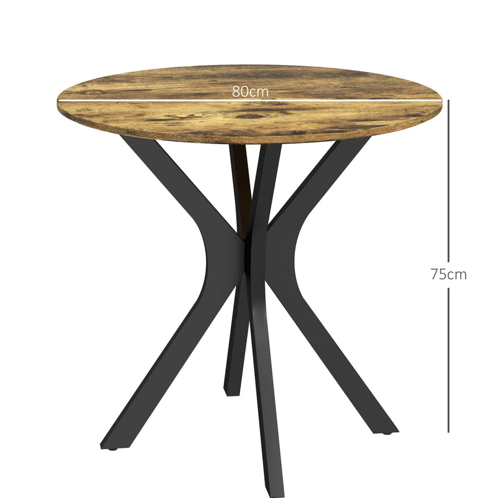 Tavolo da pranzo rotondo per 2 persone ?78 x 75 cm in MDF e acciaio marrone