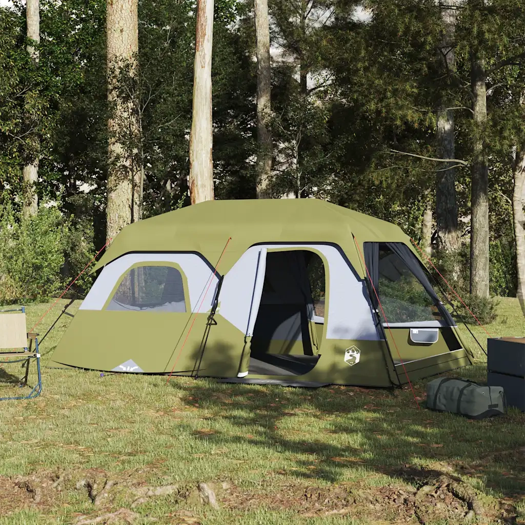 Tenda Campeggio 9 Persone-Tenda per Escursionismo Verde Rilascio Rapido Impermeabile