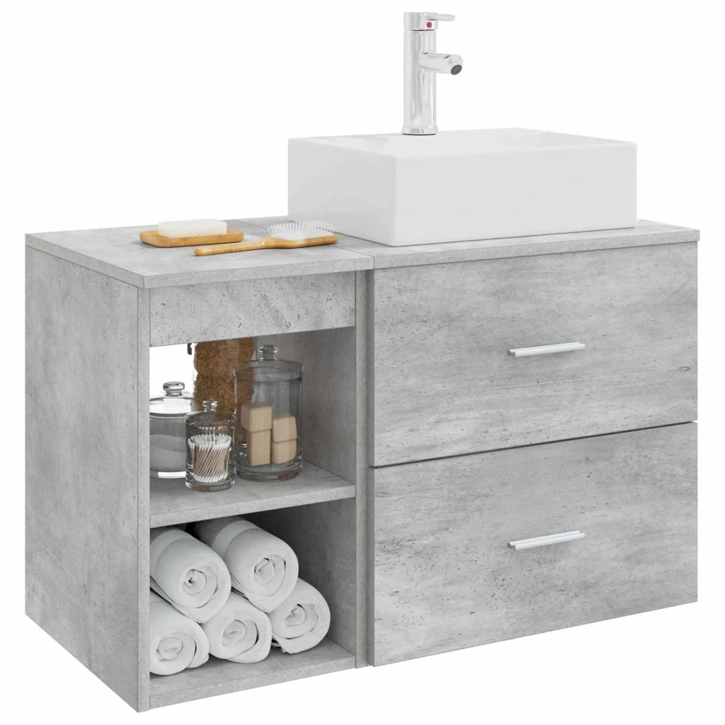 Set di mobili per il bagno 2 pcs Grigio Cemento 3403891