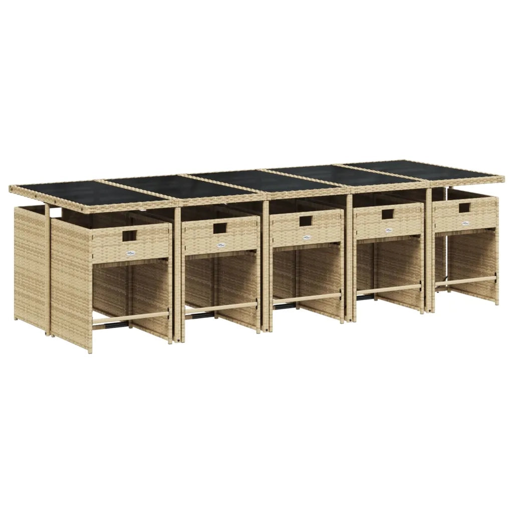 Set da Pranzo da Giardino 11 pz con Cuscini Beige in Polyrattan 3277881