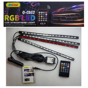 Trade Shop - Striscia Interni Auto 12led Rgb Luci Vano Piedi Atmosfera Telecomando 12v Q-cd52 -