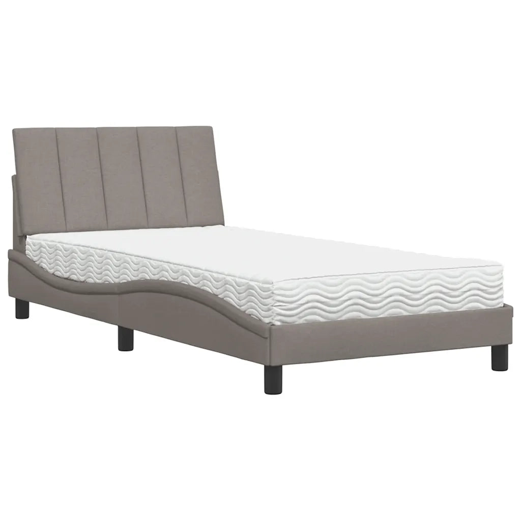 Letto con Materasso Hanko Tortora 100x200 cm in Tessuto