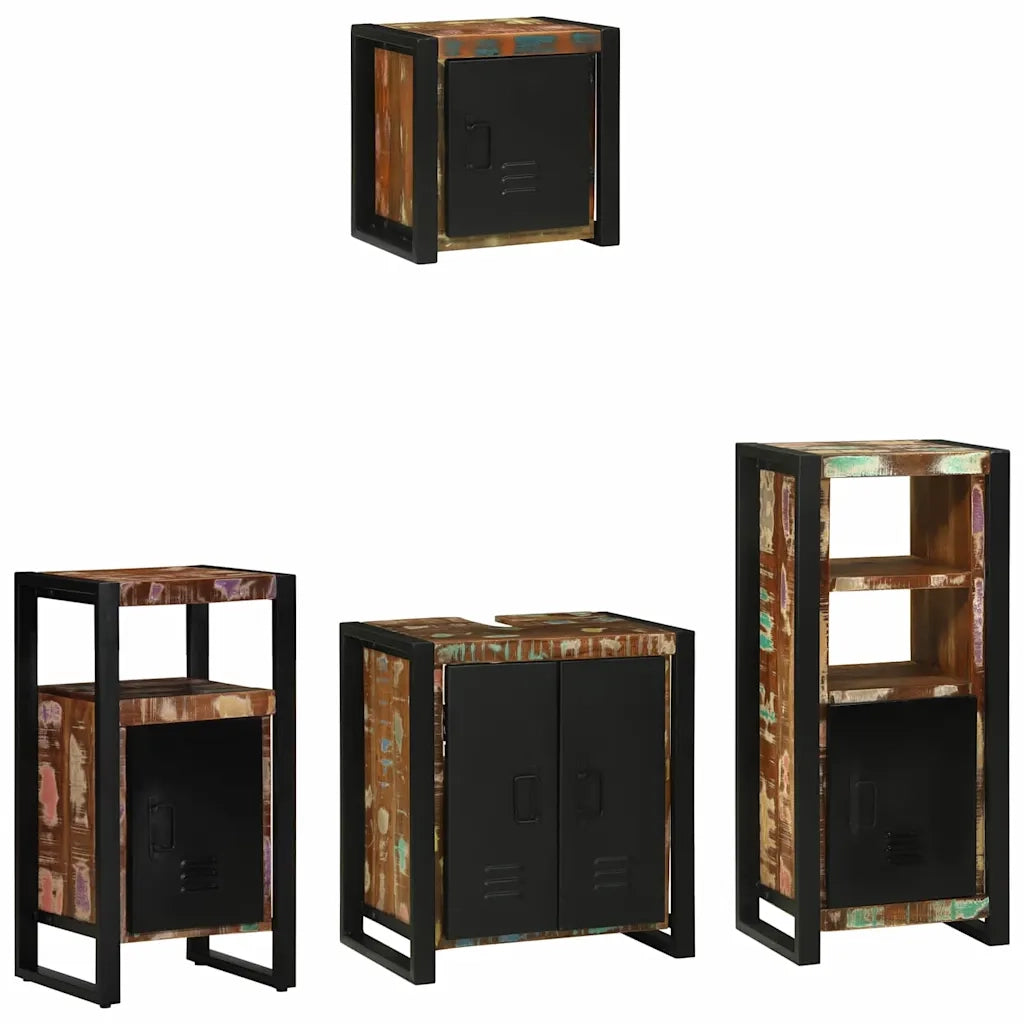 Set di mobili per il bagno 4 pcs Legno Recuperato Massello