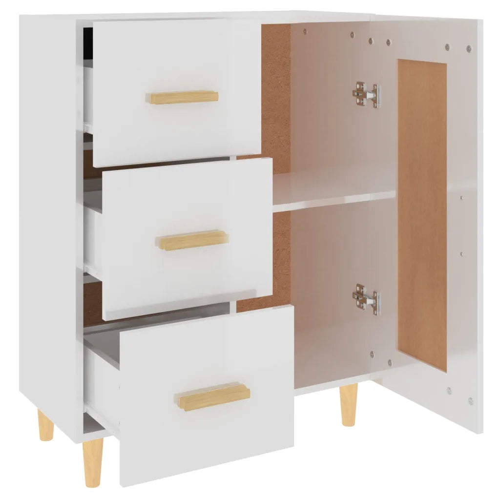 Credenza-Buffet-Armadio da cucina 69,5x34x90 cm in Legno Multistrato Bianco Lucido 314089