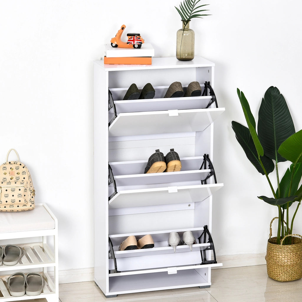 Armadio per Scarpe con 3 Cassetti ¨C zephmum ¨C Bianco 60x26x124 cm