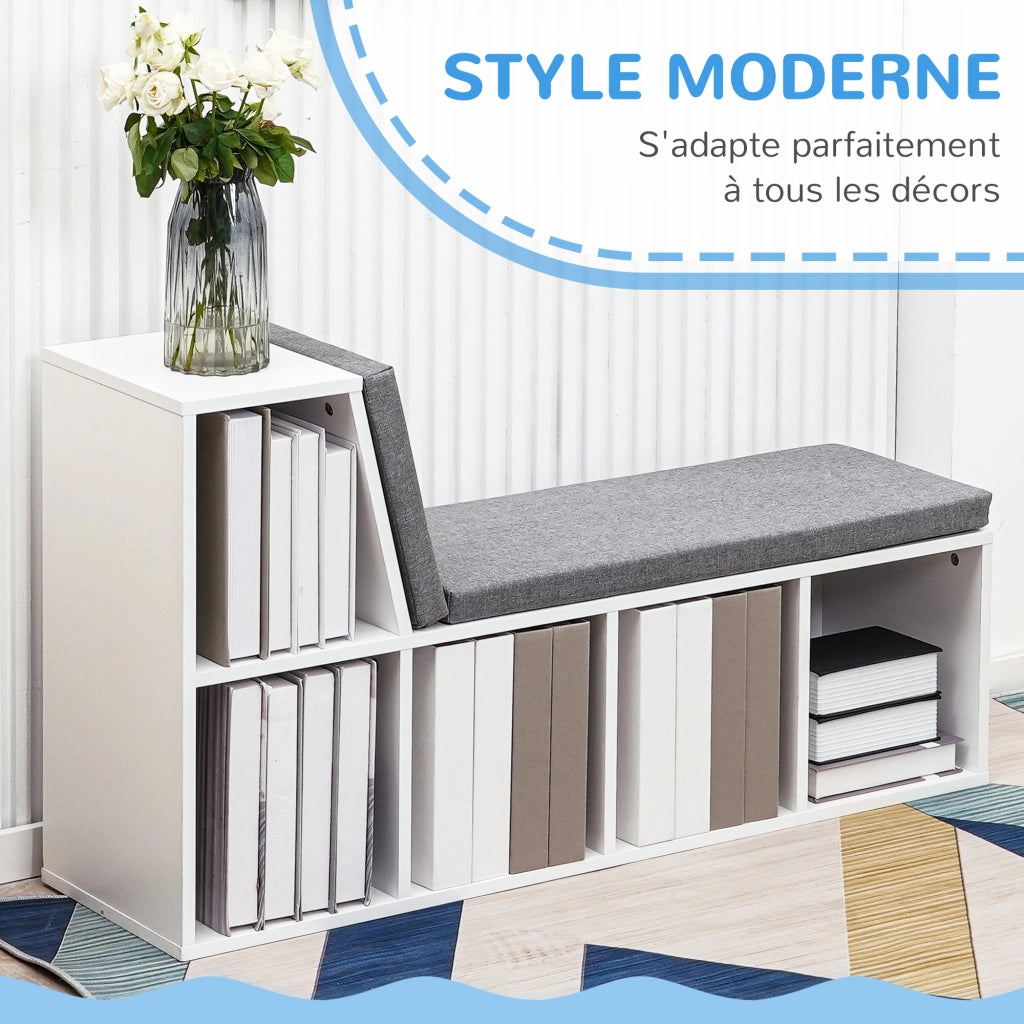 Libreria con panca ¨C zephmum ¨C 108x30x60 cm bianco grigio