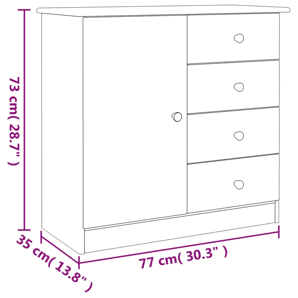 Credenza ALTA Bianca 77x35x73 cm in Legno Massello di Pino 353944