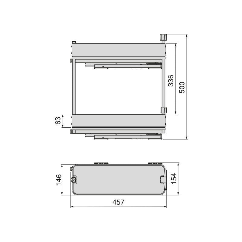 Carrello estraibile con cestelli e carrello del pane Supra con fissaggio inferiore con chiusura soft, Modulo 300, Acci..