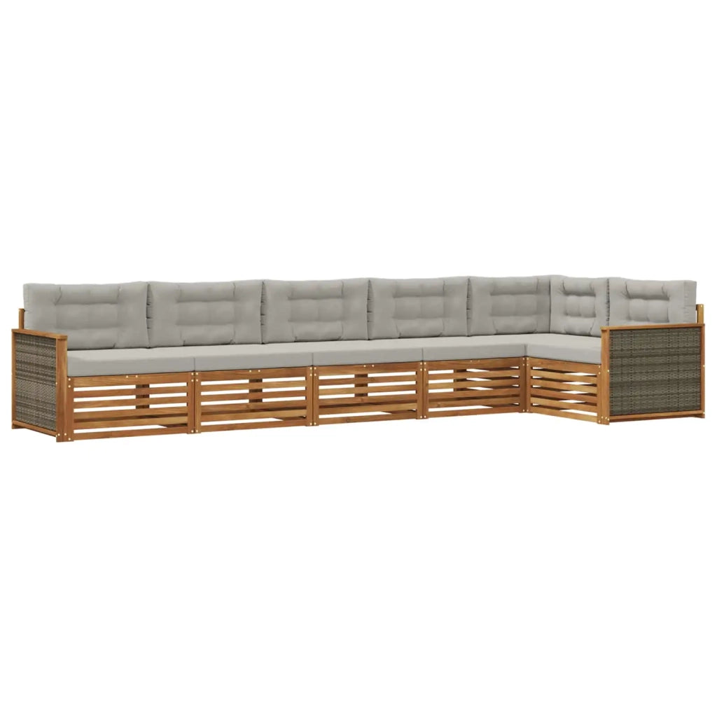 Set di divani da esterno 6 pz Naturale e Grigio Chiaro 3383409