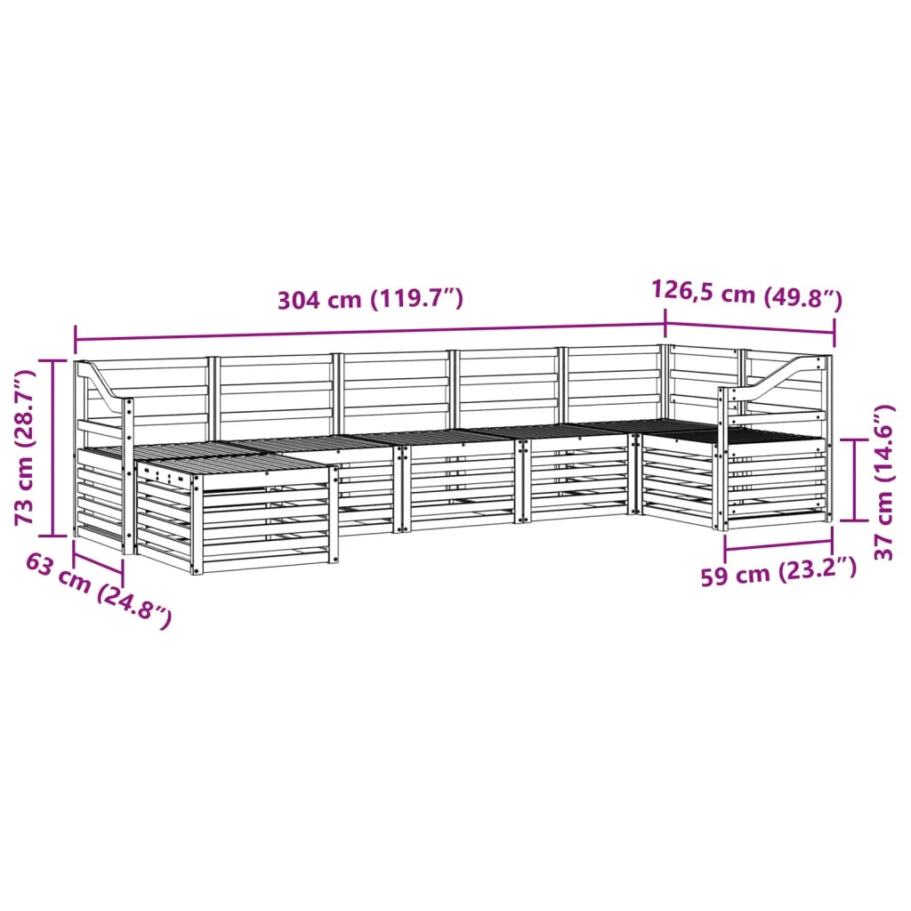 Set divani 7 pcs Naturale Legno di Acacia Massello 3375184