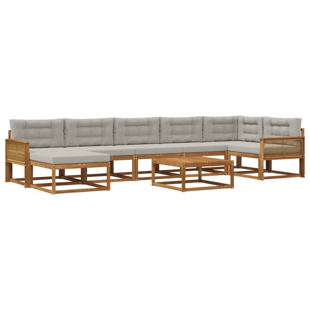 Set di divani da esterno 8 pcs Naturale e Grigio Chiaro 3382769