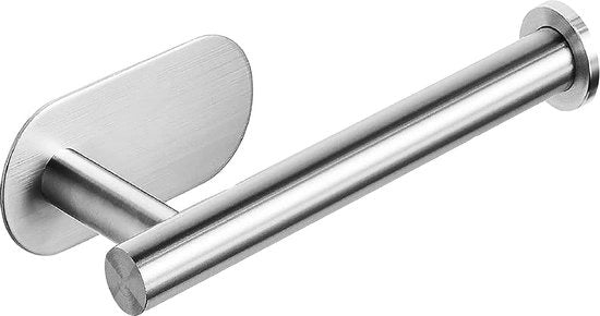Supporto per carta igienica senza foratura, contenitore per rotoli wc in acciaio inox liscio, adesivo, per la stanza da bagno (argentato)