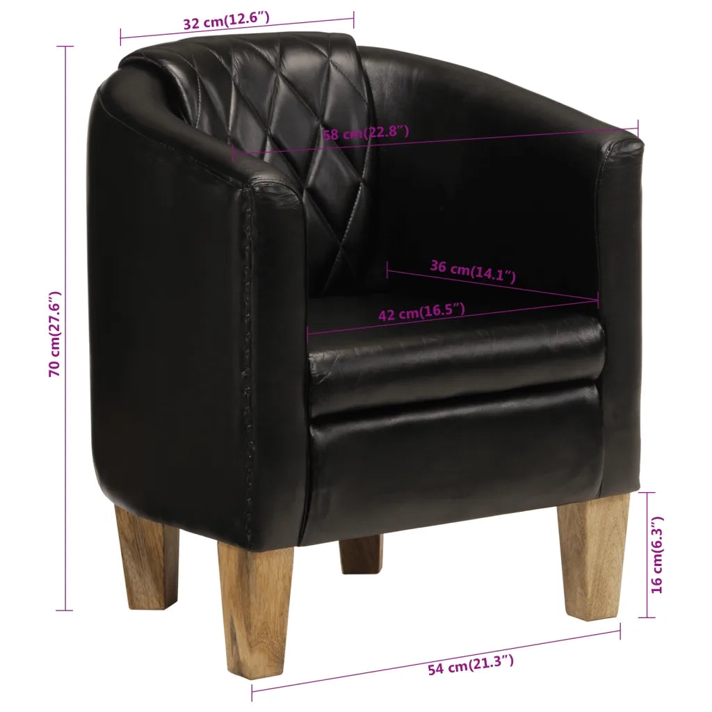 vidaXL Poltrona Cabriolet Nera in Vera Pelle