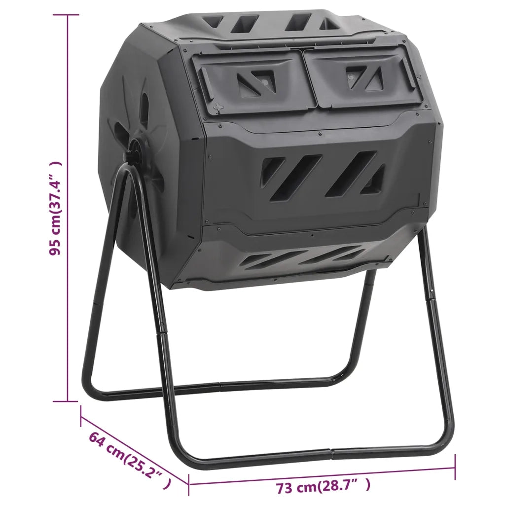 Compostiera da Giardino Nera 73x64x95 cm da 160 L CFW8255708