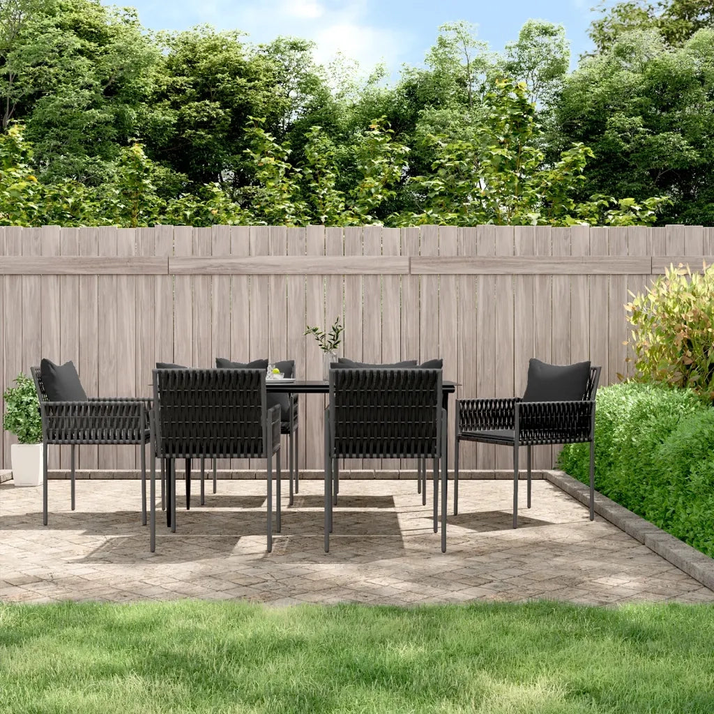 Set Pranzo da Giardino 7 pz con Cuscini in Polyrattan e Acciaio 3187060