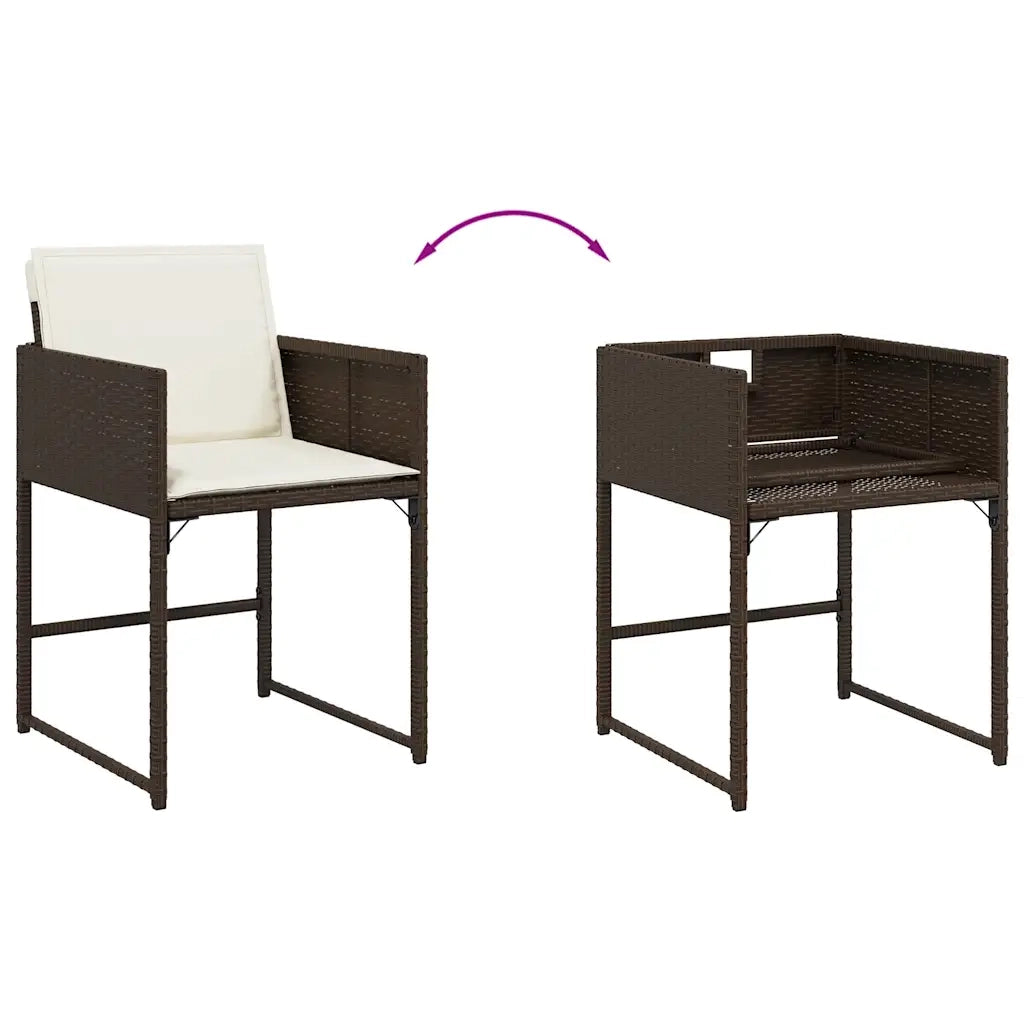 Sedie da Giardino con Cuscini 4 pz | Sedie da Esterno Marroni in Polyrattan