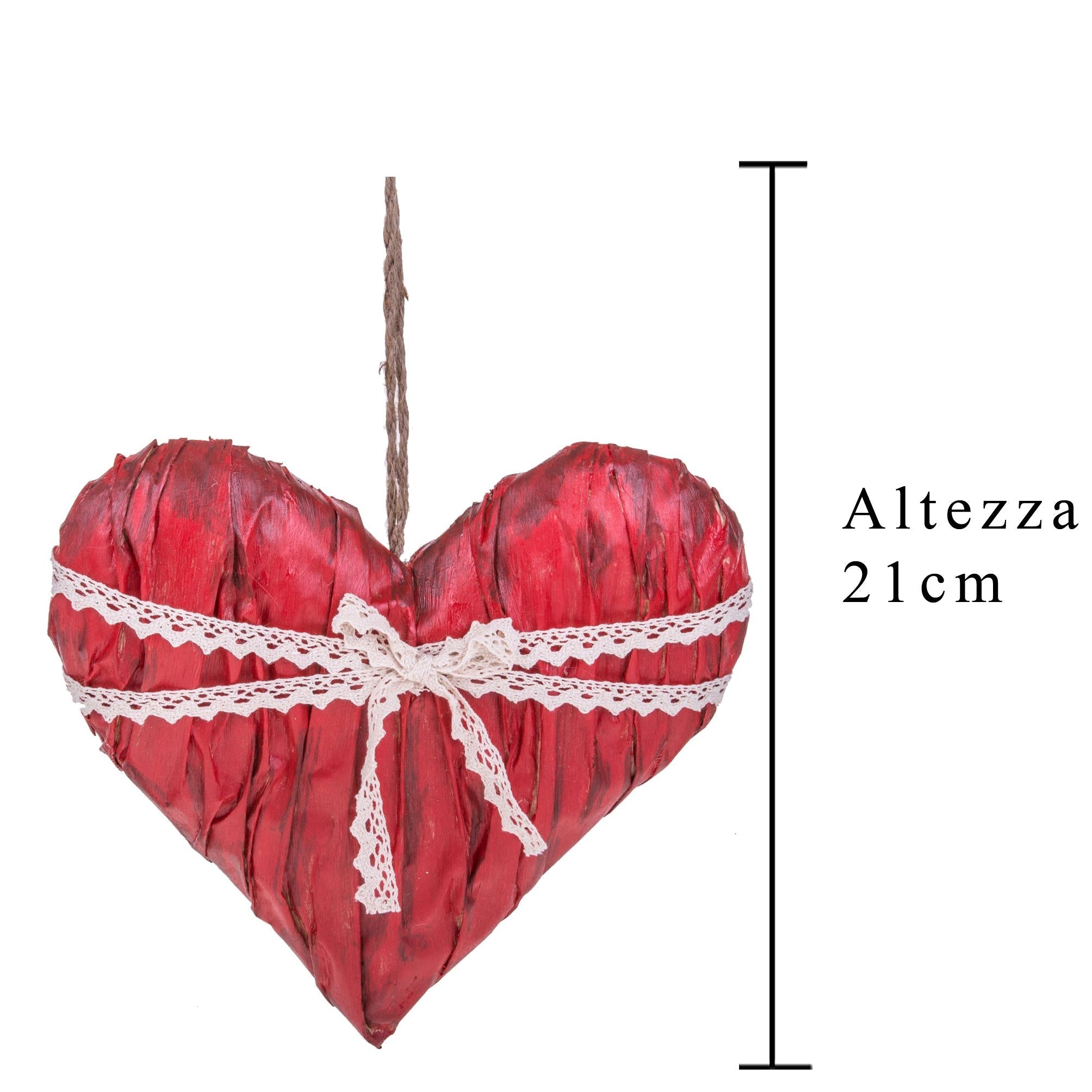 Set 3 Cuori Vetrina con Trina H 21 cm