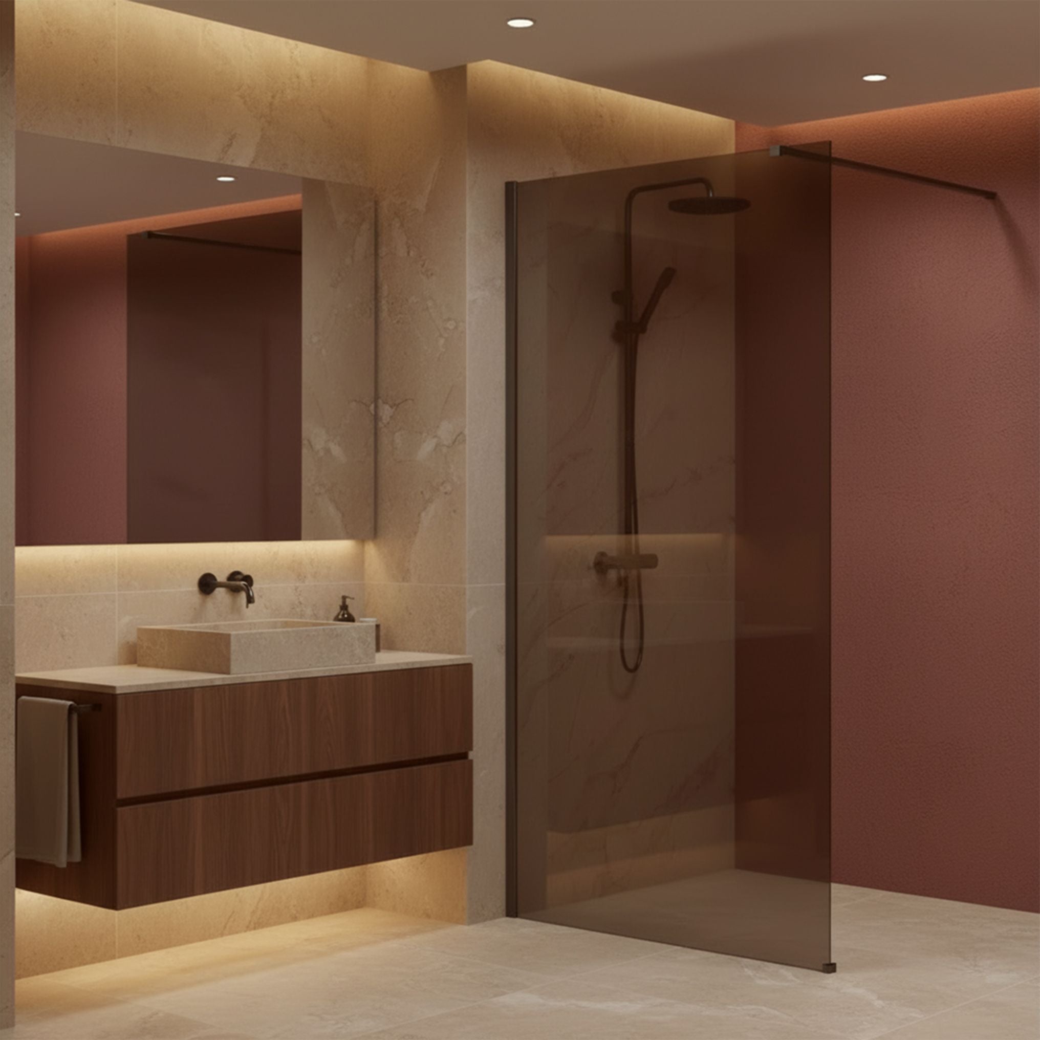 Parete Doccia Rea Flexi Brown / Titan 90