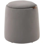Pouf Contenitore in Velluto 2 in 1 Convertibile in Tavolino da Caffè, Ø44x47.5cm, Grigio
