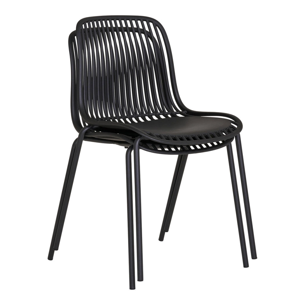 Set di 4 Sedie da Giardino Branson, Nero, Plastica, 55x46,5x82 cm